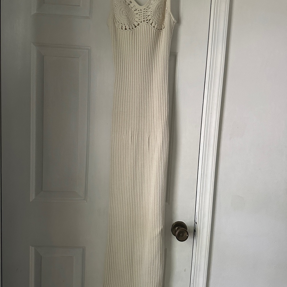H&M Cream Halter Maxi Dress -size small